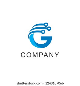 Letter G, digital, chip and technology logo design inspiration template