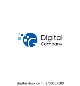 Letter G digital logo, Technology and digital logotype