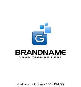 Letter G Digital Pixel Square Symbol Vector design template