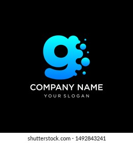 Letter G with dot shape. molecule and Lab Logo Design Element. perfect for technology,software, network and science brand. Liquid gradient shape, Alphabet ecology with water and dew drops. - vector