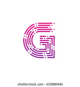 Letter G with Dots and Lines logotype,Fast Speed, Delivery, Digital and Technology for your Corporate identity