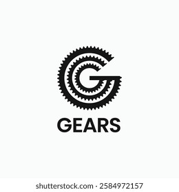 Letter G double triple gears logo vector icon illustration