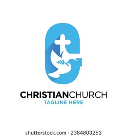 Letter G Dove Christian Logo Design Template Inspiration, Vector Illustration.