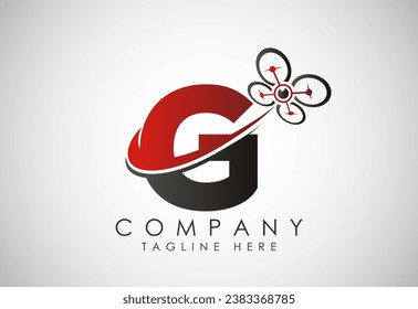 Letter G drone logo design vector template. Drone technology logo sign symbol