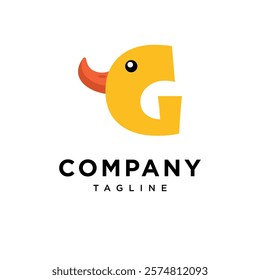 Letter G Duck Cute Logo Icon Vector