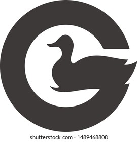 Letter G and Duck Symbol. Vector logo. Icon illustration.