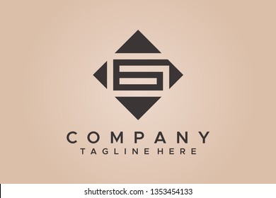 Letter G and E Flat Vector Logo