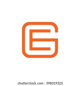 letter G and E monogram square shape logo orange