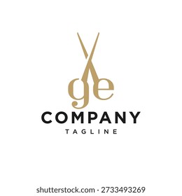 Letter G E Scissor Logo Icon Vector