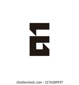 Letter G and E square, outline geometric symbol simple logo vector