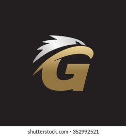 letter G eagle head silver gold logo black background