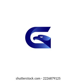 letra G y ilustración del vector águila para un icono, símbolo o logotipo. logotipo inicial de la letra G