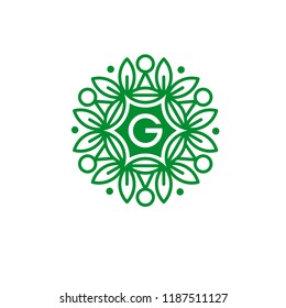 Letter G eco floral logo template vector illustration