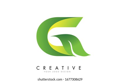 Buchstabe G mit Vektorillustration zum Design von Öko-Blatten.