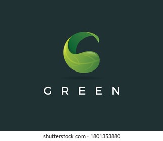 Letter G eco leaves logo icon design template elements. Vector color sign