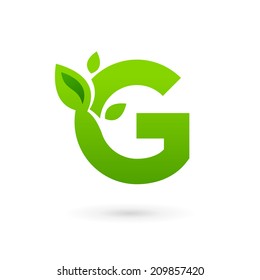 Letter G eco leaves logo icon design template elements. Vector color sign.