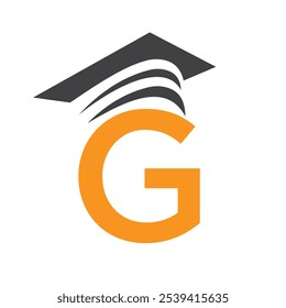 Letter G Education Logo Concept With Graduation Hat. Education Hat Symbol Vector