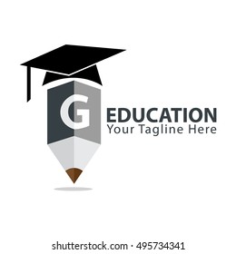 Letter G Education logo concept with pencil and book icon. Design template for education purposes