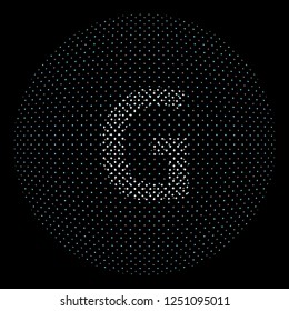 Letter G effect halftone symbol particles technology and communications vector
