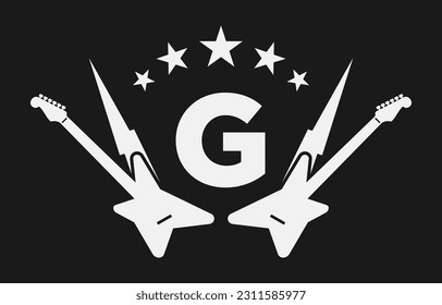 letter G electric guitar vector logo design