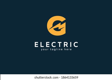 Letter G Electric Logo, letter G with lightning bolt icon inside , tunder bolt design logo template, vector illustration