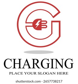 Letra G Enchufe eléctrico Vector logo Plantilla