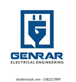 Letter G with Electrical Plug Symbol logo template