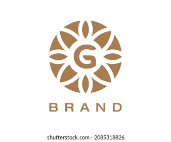 Letter G Elegant Flower Emblem Logo Vector illustrations.