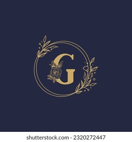 Letra G elegante tipo de flor Señales de vectores femeninos o Plantillas de logotipos