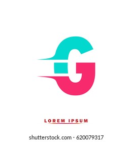Letter G Elegant typographic blue and pink