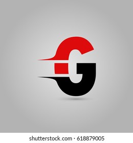 Letter G Elegant typographic red and black