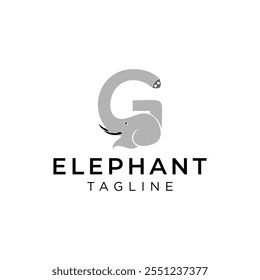 letter G with elephant animal symbol modern logo design