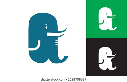 letter g for elephant simple logo, silhouette of big animal vector illustrations