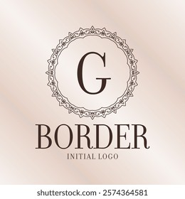 letter G ethnic border initial logo with soft gradient background