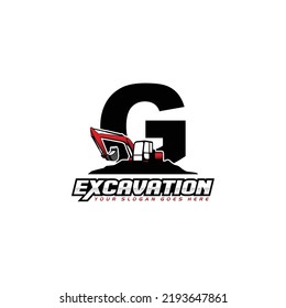 Letter G excavator logo concept template vector.