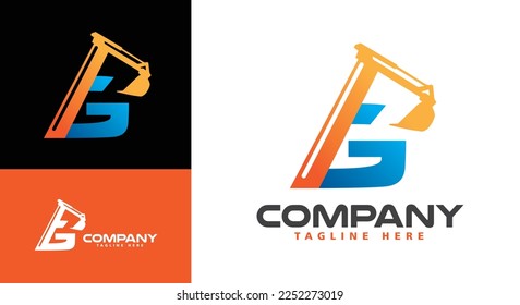 Letter G Excavator Logo for construction company