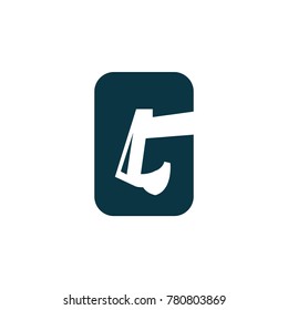 Letter G with excavator negative space logo icon template
