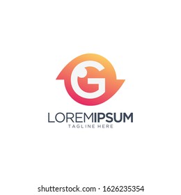 Letter G With Eye Shape Logo Vector Template