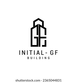 Letra g f logotipo icono diseño de plantilla de construcción vector premium