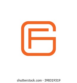 letter G and F monogram square shape logo orange
