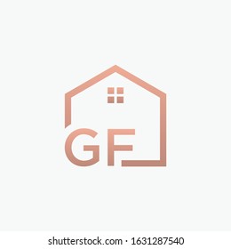 letter G F with Real Estate element. home concept Construction logo template, Home and Real Estate icon. Housing Complex Simple Vector Logo Template. - vector