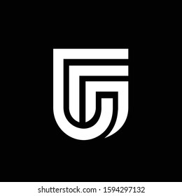 letter G and F shield shape vector logo