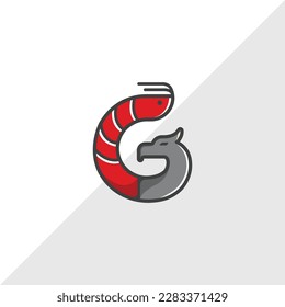 Letter G Falcon and Shrimp Logo