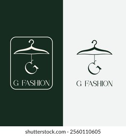 Letter G fashion logo, Hanging letter G vector Icon, boutique logo design. Initial capital G letter hanger icon
