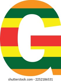 Letter G filled with different colors vector design. Transparent background. eps10. for printing and web uses.