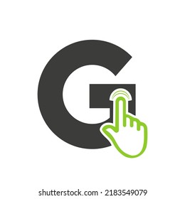 Letter G Finger Click Logo Vector Template Concept For Technology Symbol