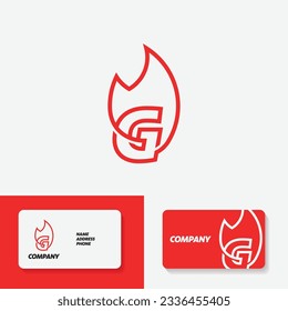 Letra G - Icono lineal de llama de fuego. Negocios, finanzas, diseño web.