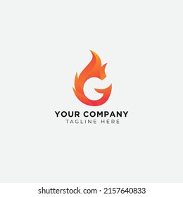 Letter G and Fire Logo abstract flame