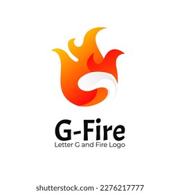 letter G and Fire logo company. Initial letter G and fire logo design concept. flame fire logo.