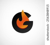Letter  G fire logo template blazing fire black red orange